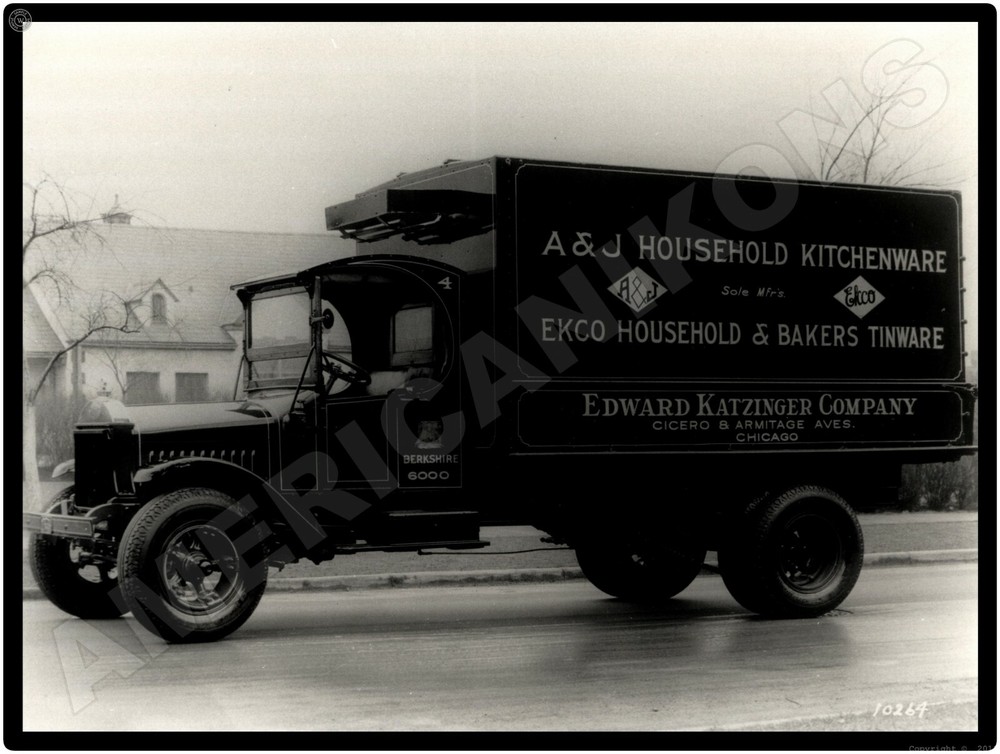 Vtg. Mack Trucks New Metal Sign: Edward Katzinger Co. Chicago Street Scene