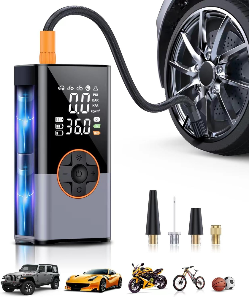 Tire Inflator Portable Air Compressor, 2X Faster Portable Air Compressor with 25