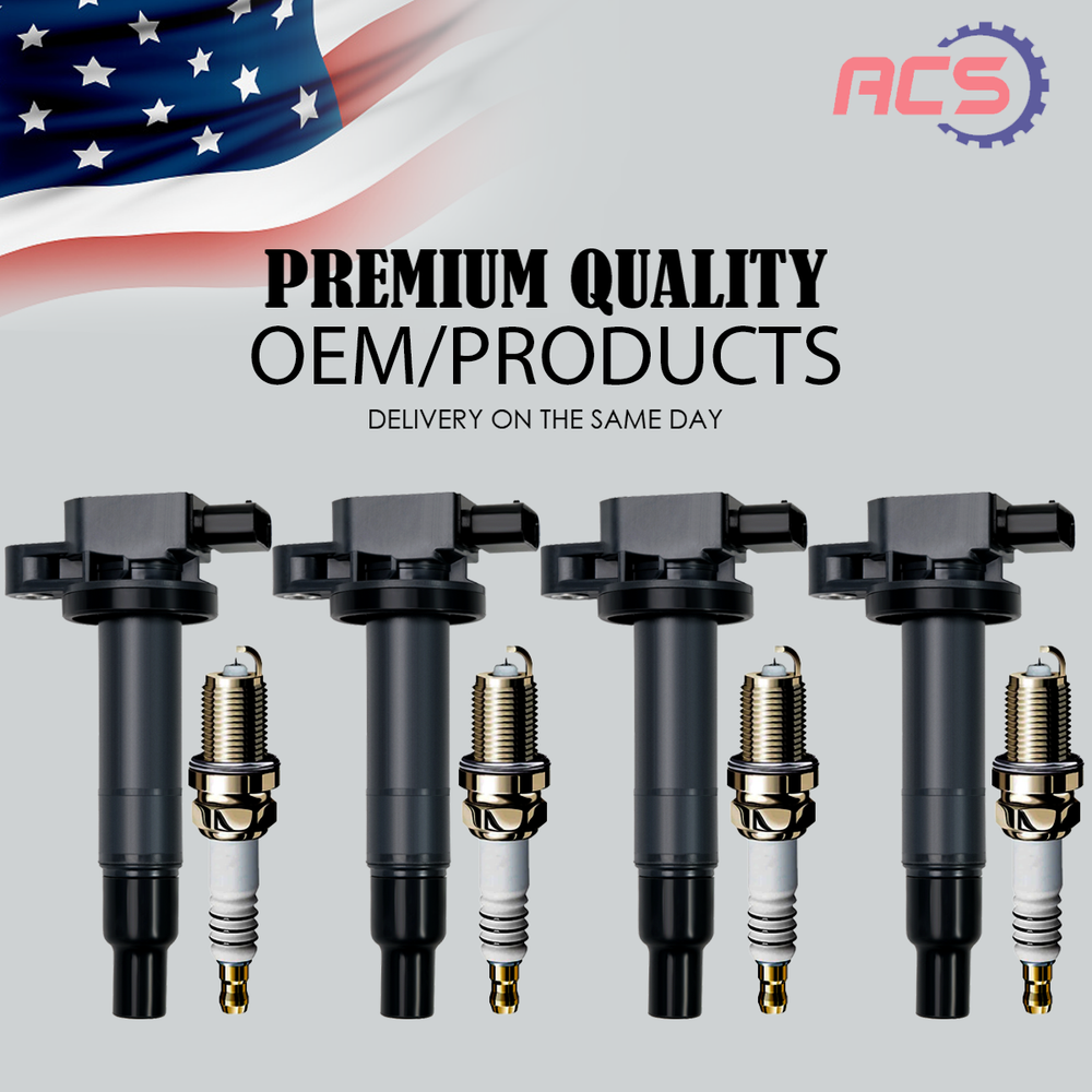 4X OEM Ignition Coil + 4X Iridium Spark Plugs For Toyota Yaris UF316 90919-02240