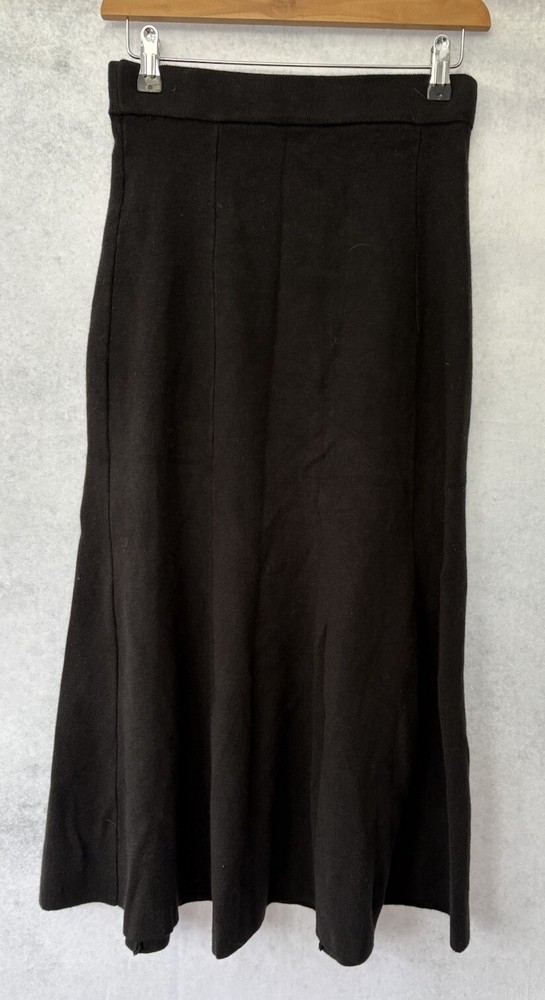 Mulvan Black Knitted Midi Skirt Size 28 W33 L for Women