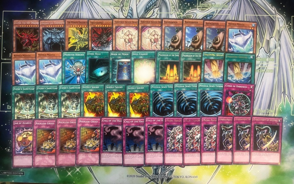 Rare Egyptian God Slifer Obelisk Winged Dragon Ra Marik YuGiOh Deck