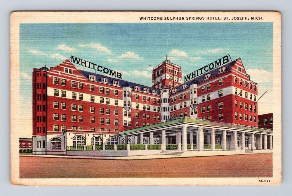 St Joseph MI-Michigan, Whitcomb Sulphur Springs Hotel, Vintage Souvenir Postcard