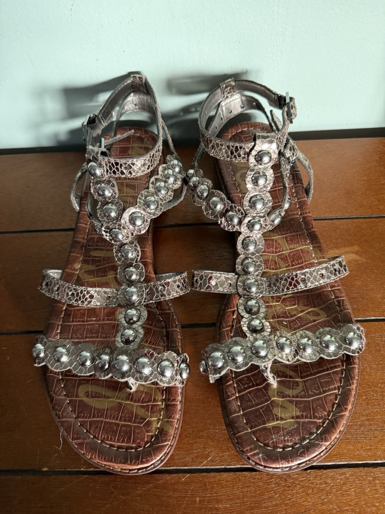 Sam Edelman Women’s Faux Snakeskin Studded Elisa Gladiator Sandals Size 8.5