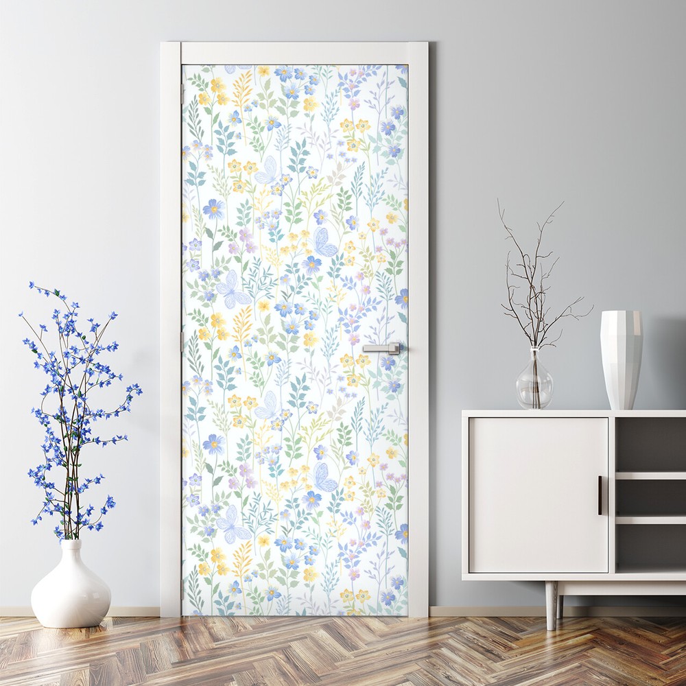Delicate Meadow Bubble-Free Repositionable Door Mural Decal