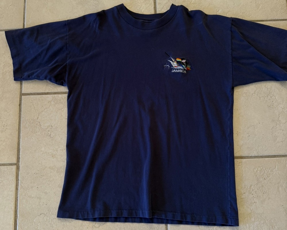 VINTAGE SINGLE-STITCH HEFTY SUN ISLAND JAMAICA EMBROIDERED T-SHIRT SIZE XL
