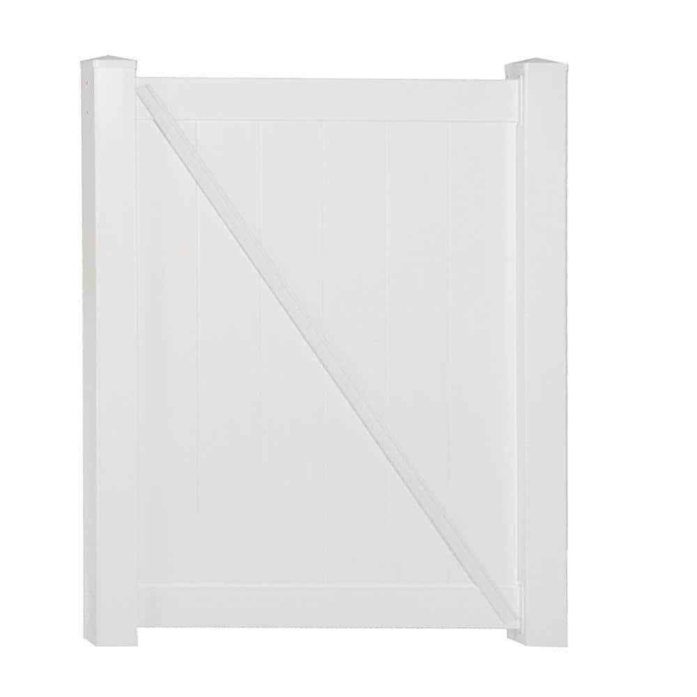 Pembroke 3.5ft x 4ft White Vinyl Privacy Fence Gate Kit with Hardware