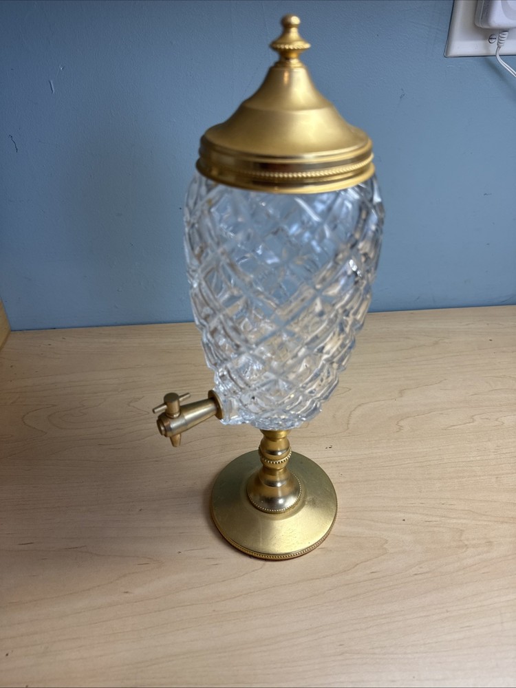 Vintage French gilted 24 k Absinth Crystal Fountain by GELB Paris-image