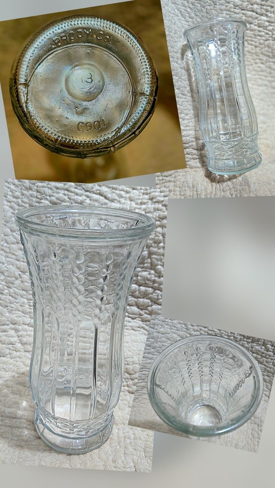 Vintage Brody Co C901 Glass Vase Raised Wheat Stalk/geometric Pattern 9.5