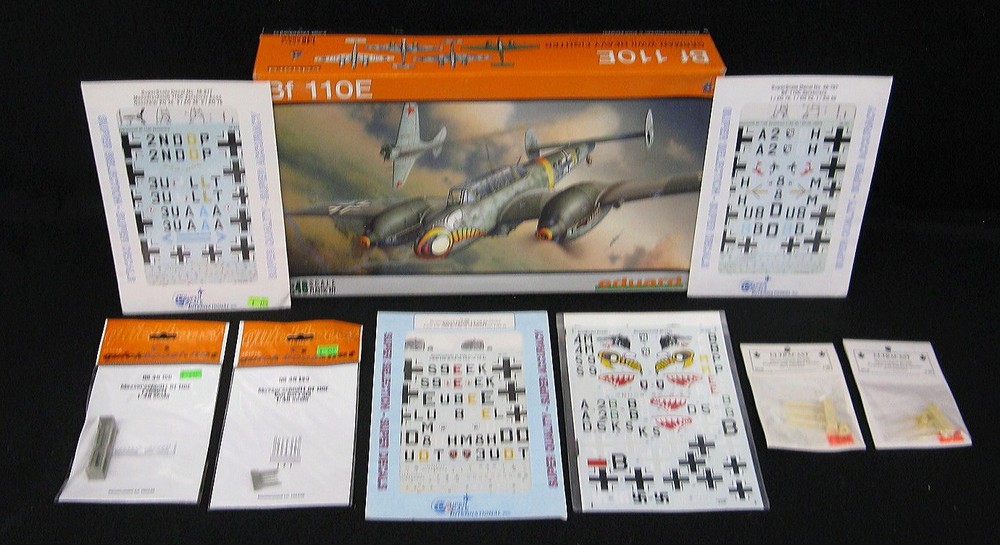 1/48 Eduard Models MESSERSCMITT Bf-110E + 8 DETAIL SETS with WINGS ASSEMBLED!!
