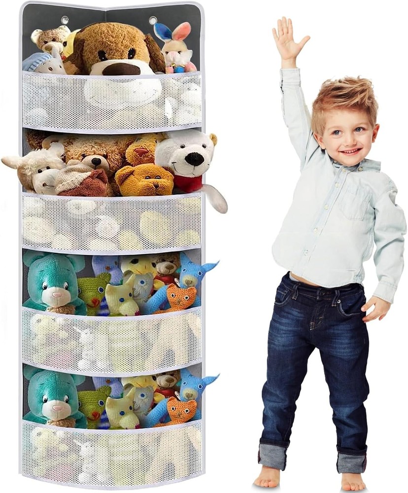 Ofiray 4-Tier Grey Soft Corner Shelf - Space-Saving Hanging Organizer