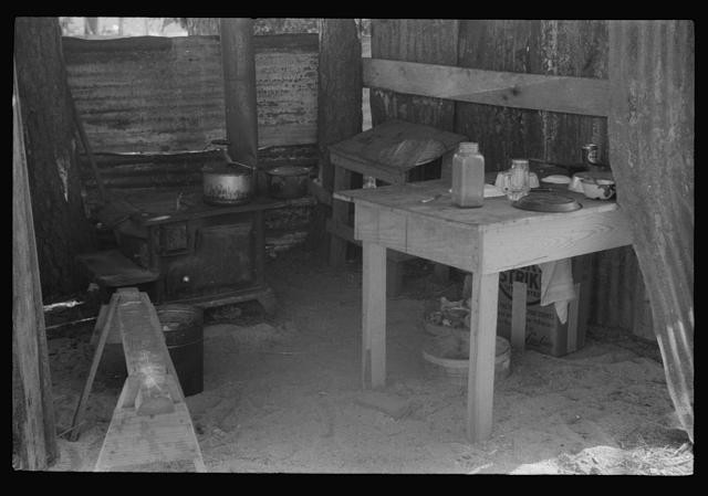 Photo:1930s Rustic Cabin Interior Wood Stove Table Kitchen