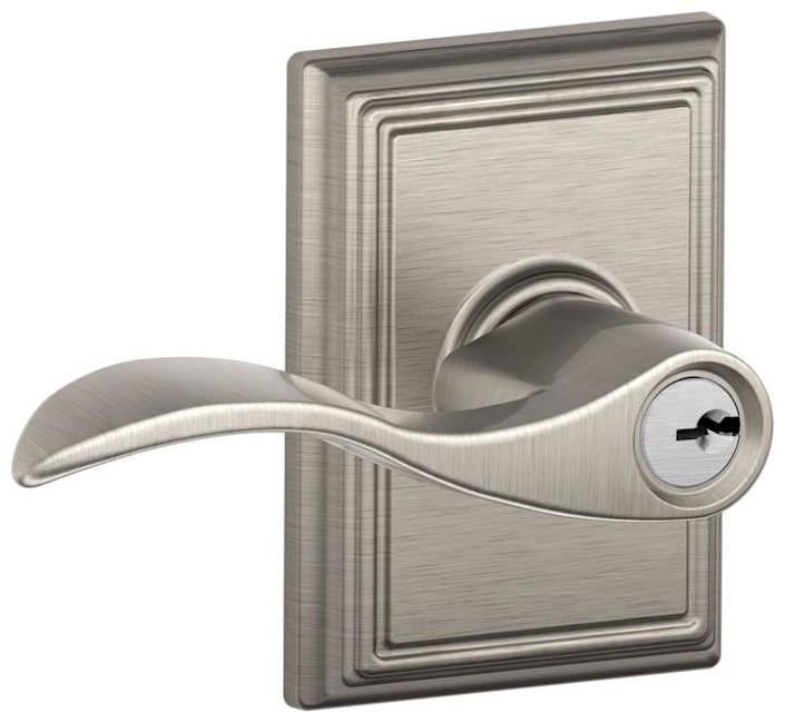 Schlage F51 Nickel Single Cylinder Keyed Entry Door Lever with Accent Design