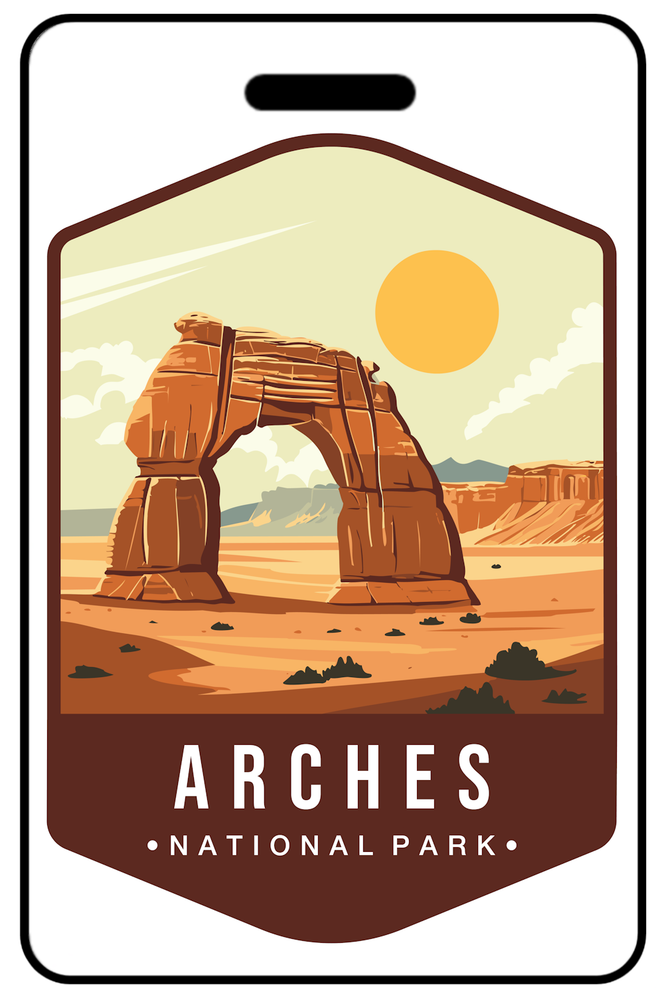 Arches National Park Retro Design Luggage/Bag Tag - FREE Personalization