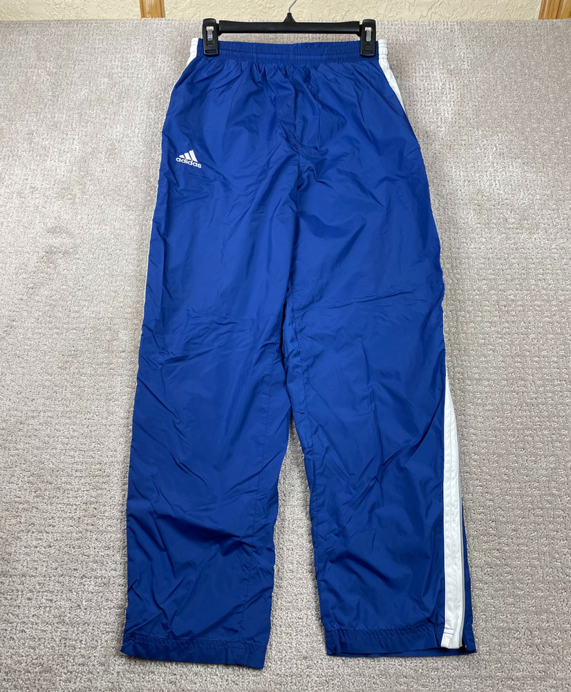 Vintage Adidas Track Pants Mens Small Blue Side Stripes Windbreaker Ankle Zip