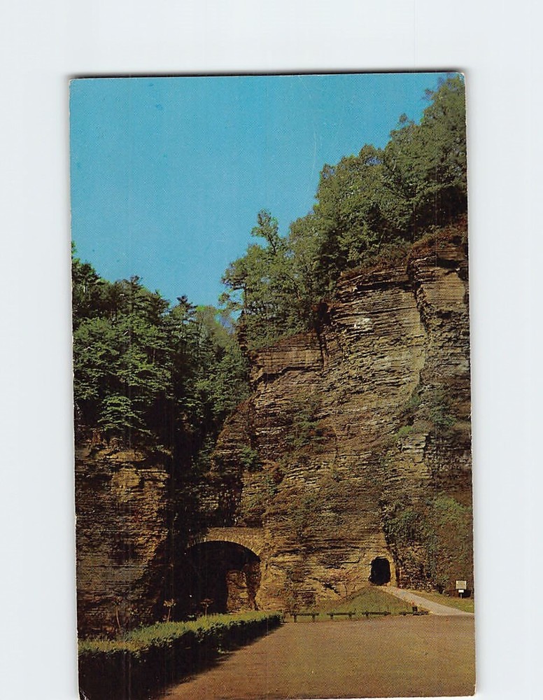 Postcard Sentry Bridge And Entrance Tunnel Watkins Glen New York USA