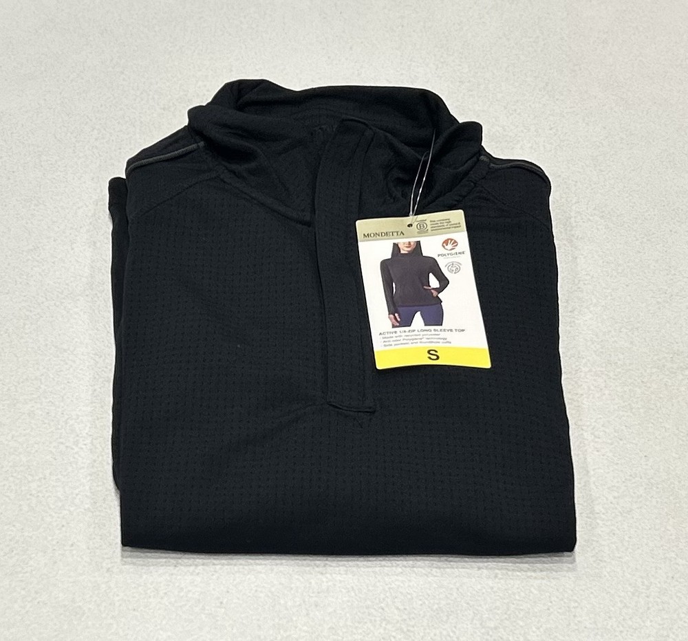 Mondetta Women's Active 1/4-Zip Long Sleeve Top, Black, Size S
