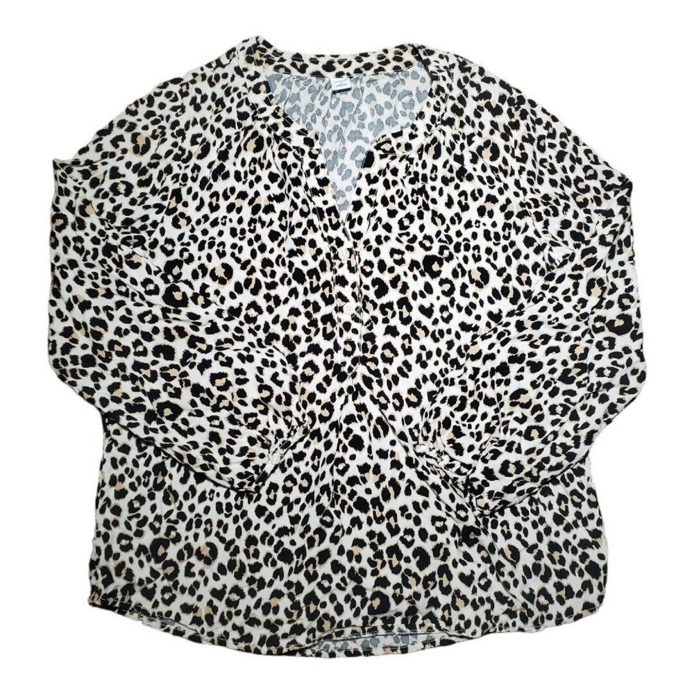 Old Navyy Size M Leopard Print Relaxed Popover Blouse for Women