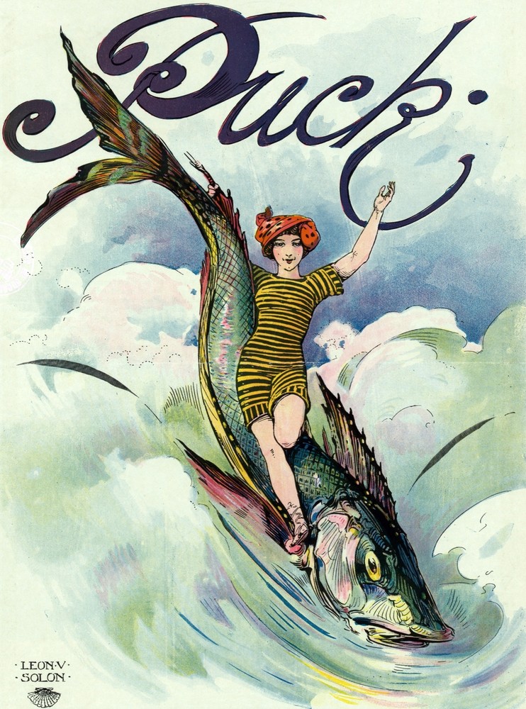 5948.Wall Decoration Poster.Interior art.Puck.fish.girl.Room home design