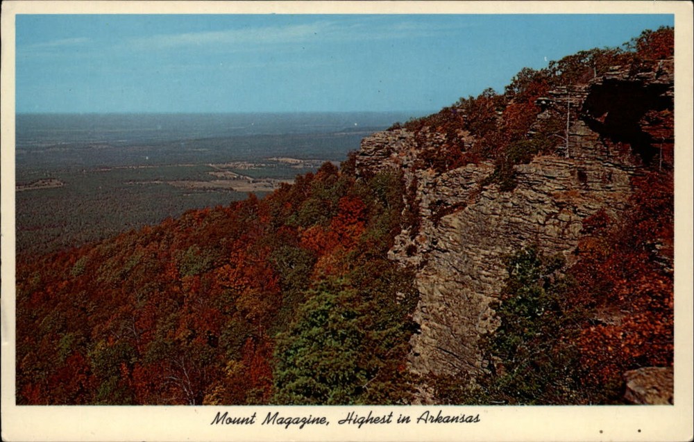 Autumn Mount Magazine Arkansas aerial view ~ 1950-60s vintage postcard