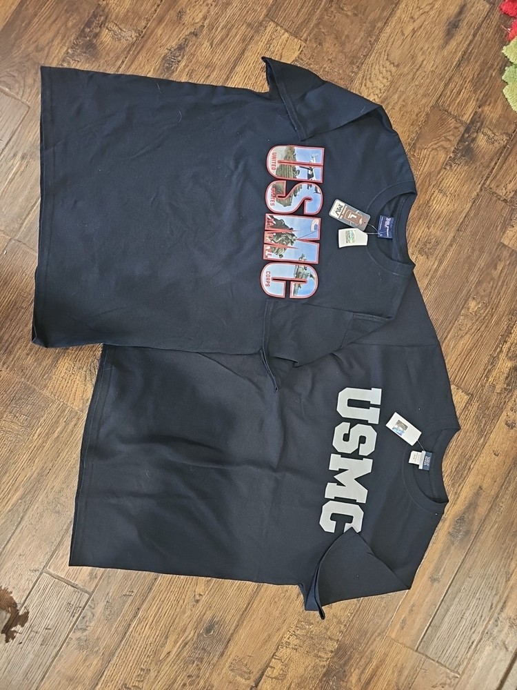 USMC MV Sport Tshirts Lot of 2 Size Large Short Sleeve Marine Corps Marine Black