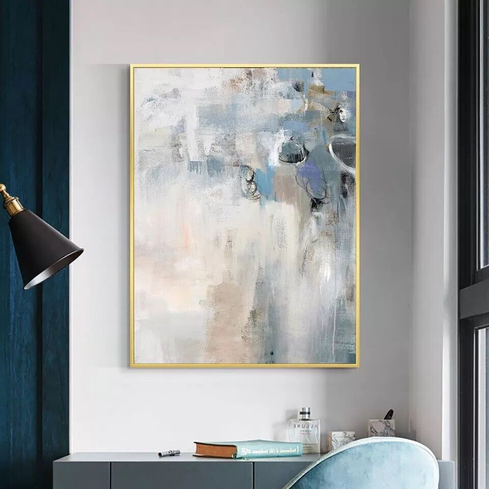 Pure hand-painted canvas oil painting blue abstract painting living room mural