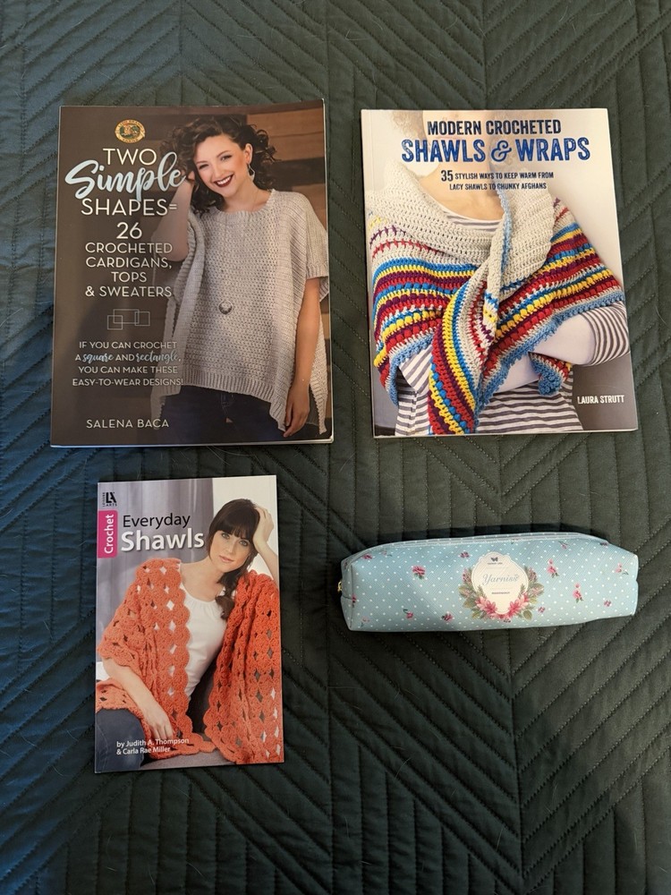 Crochet Books-3 Total Shawls, Wraps, Cardigans, +Crochet Needle Set