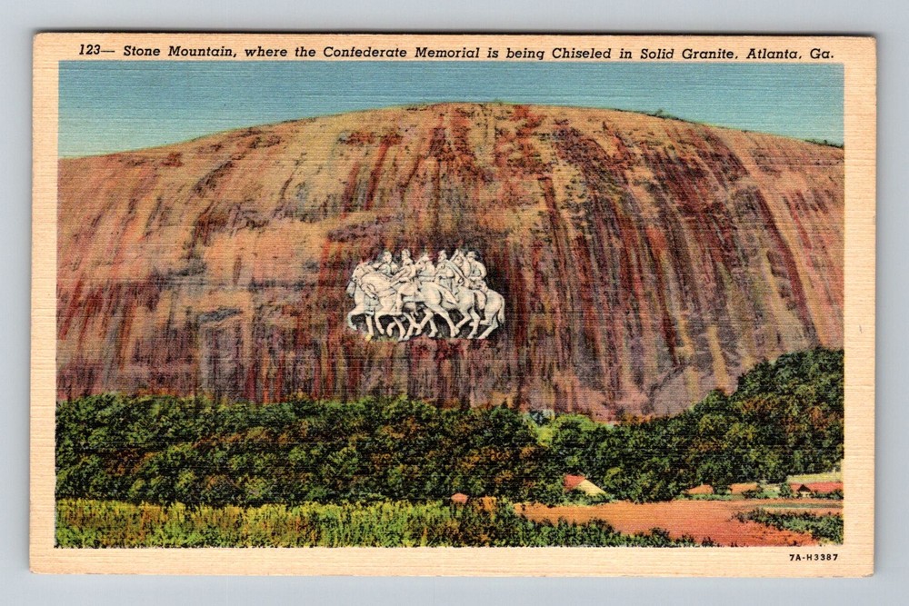 Atlanta, GA-Georgia, Stone Mountain Confederate Memorial Vintage c1942 Postcard