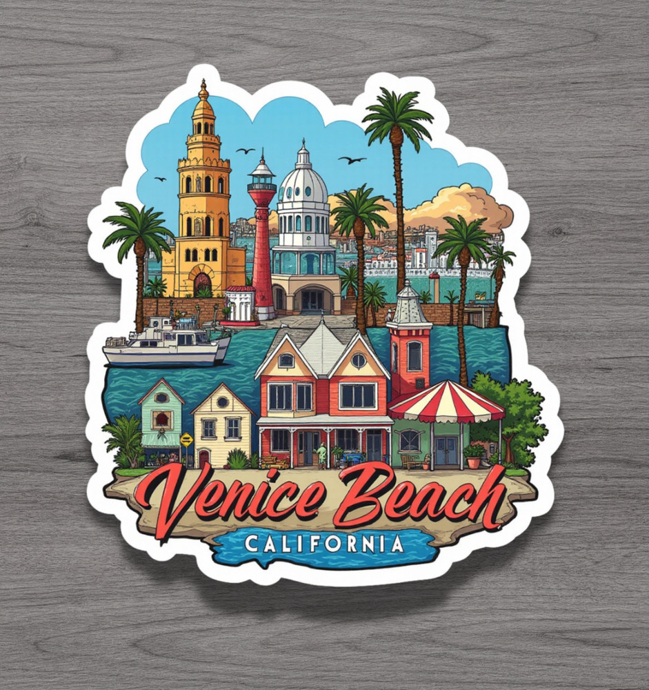 Venice Beach California Fridge Magnet or Laptop Sticker