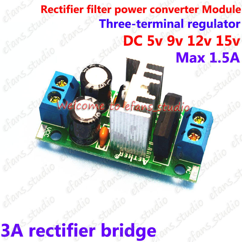 AC/DC to DC Converter Rectifier Filter Voltage Step-down Regulator 5V 9V 12V 15V
