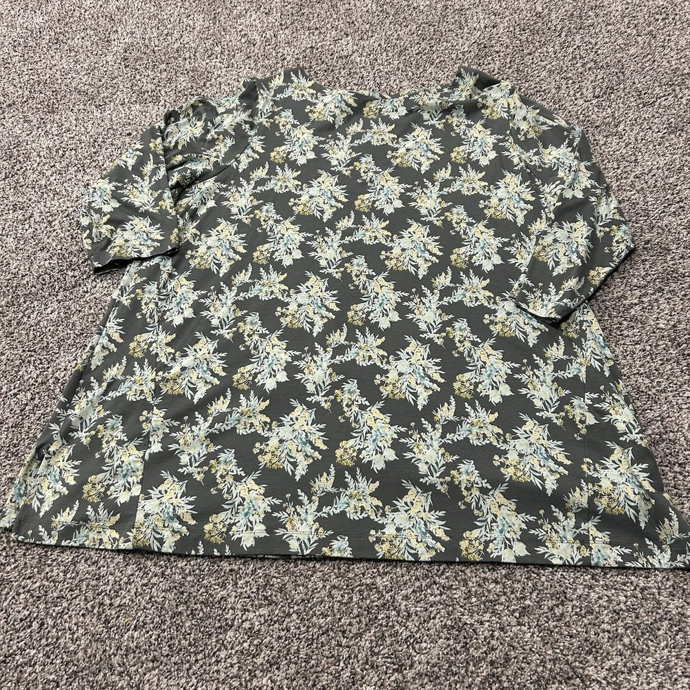 J. Jill Luxe Supima Floral Crew Neck Tunic Top 3/4 Sleeve Womens Sz 2X Cotton