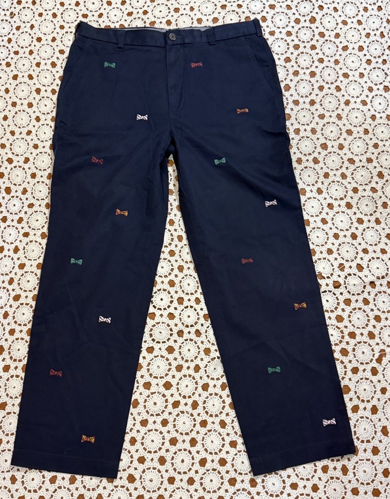 Brooks Brothers Clark Chino Pants Embroidered Bowties  Classic 35x30 Blue