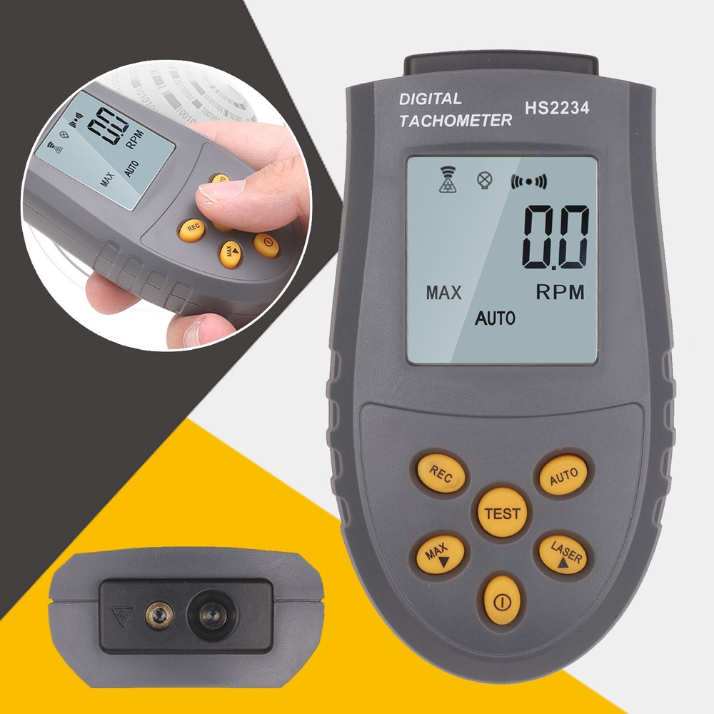 HS2234 Digital Laser Tachometer LCD RPM Test Small Engine Motor Speed GaugeZSVC