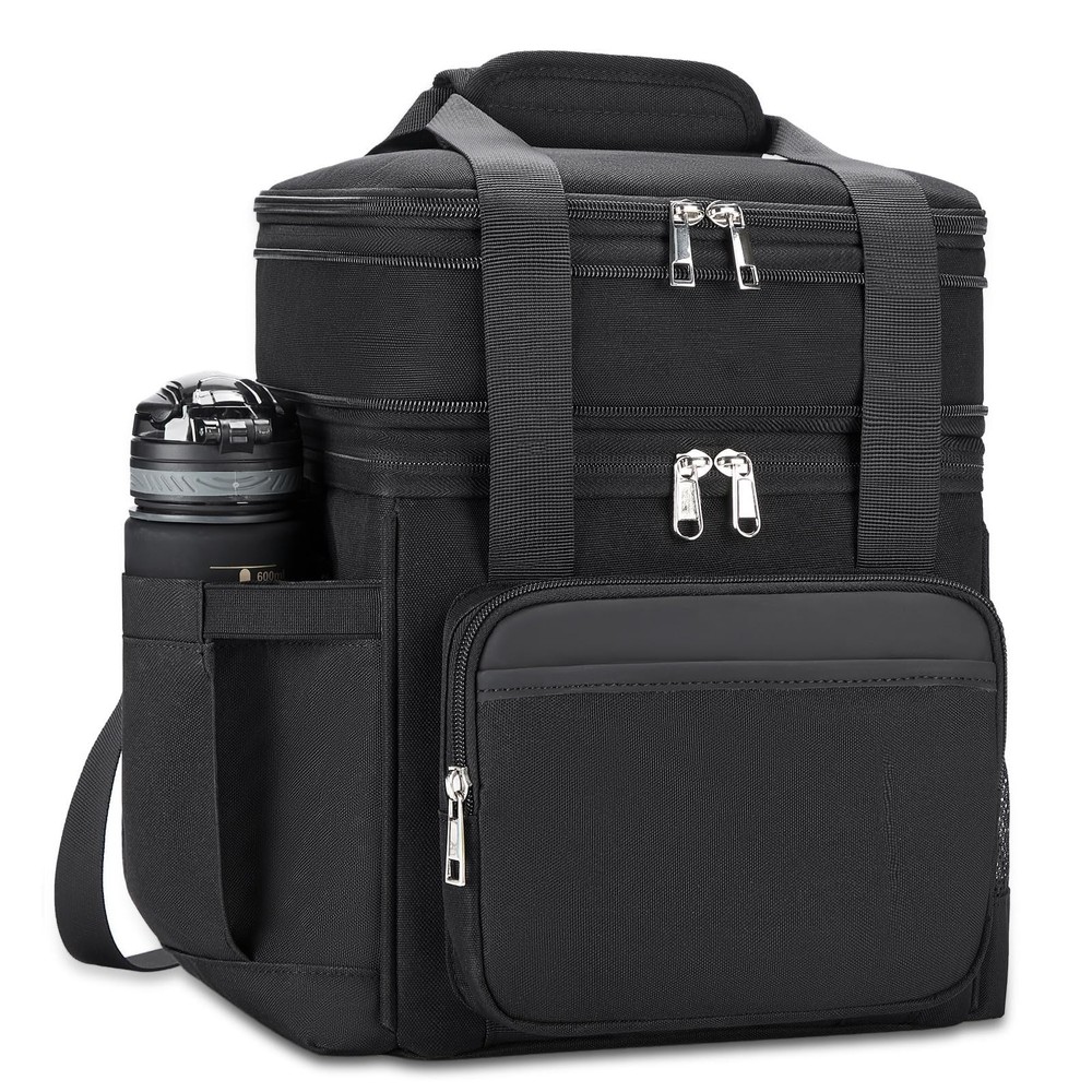 Insulated Double Deck Lunch Bag for Men - Reusable Leakproof Lunch Box  