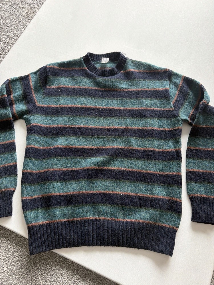 Vintage 90s Shetland Wool Stripe Sweater – Made in USA – Grunge Cobain Style XL