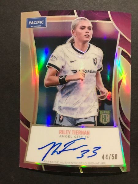 Riley Tiernan RC 2025 Parkside NWSL Pacific Auto ON-CARD PURPLE #44/50 #PS-RT
