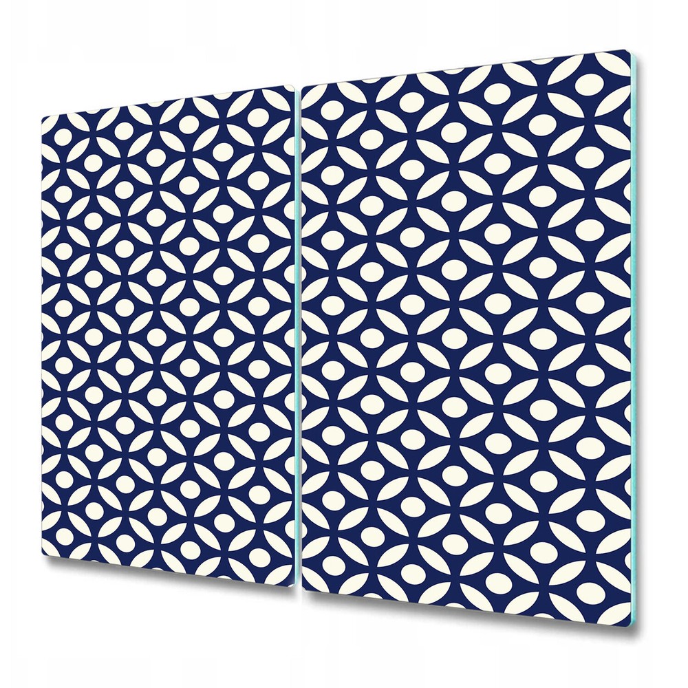 Glass Kitchen Chopping Board Porcelain indigo Arabic round blue & white 2x30x52