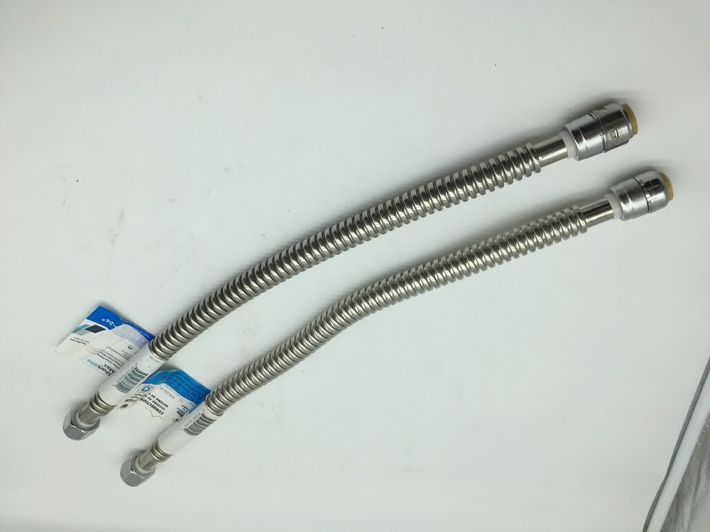Max 3/4 in. Push-to-Connect x 3/4 in. FIP x 24 in. Stainless Water Connector 2pk