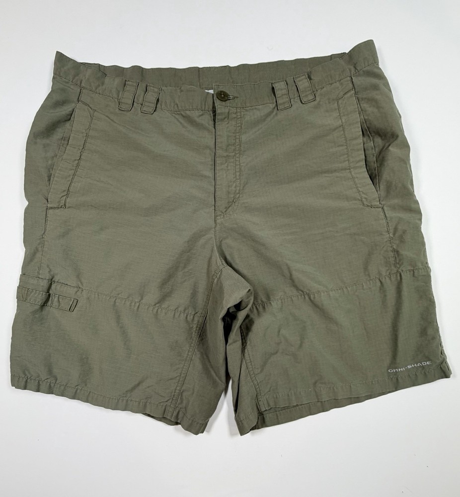 Columbia PFG Omni-Shade Men's 40 Cargo Shorts Beige Lightweight Zip