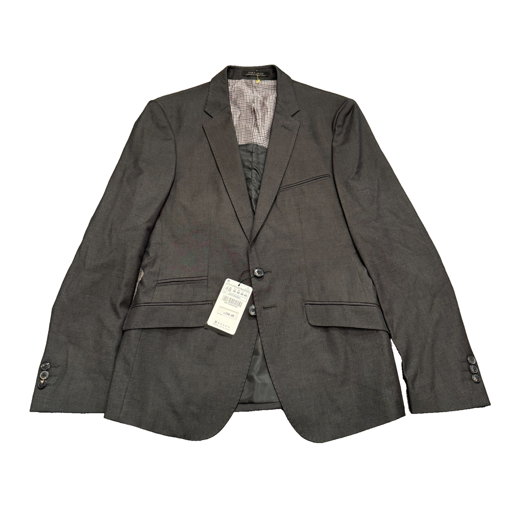 Zara Man Sport Coat Mens 36 Gray Blazer 2 Button Jacket Casual NWT