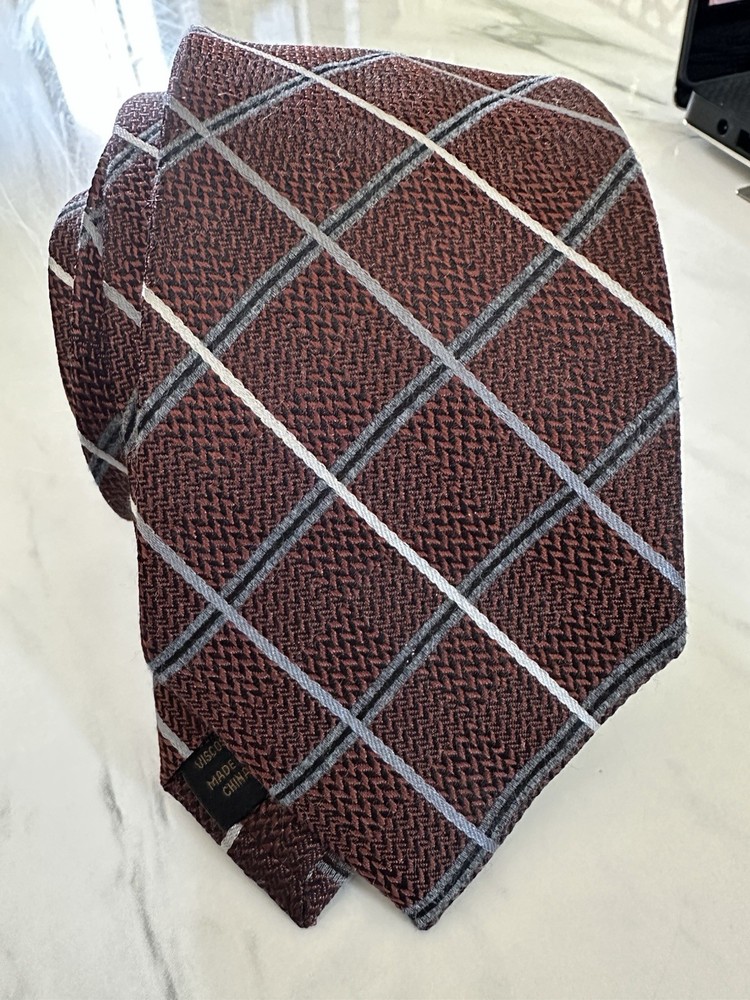 Jos A Bank Reserve Men's Silk Blend Neck Tie Brown Diamond 60L 3.25W