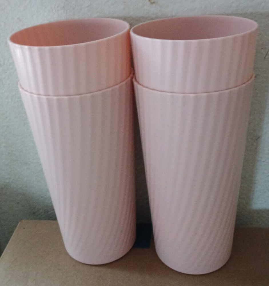 new 4 pcs Mainstays Plastic Tumblers Swirl  Etched pink