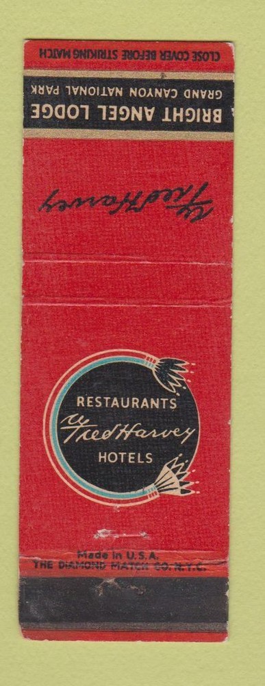 Matchbook Cover - Bright Angel Lodge Grand Canyon National Park AZ Fred Harvey