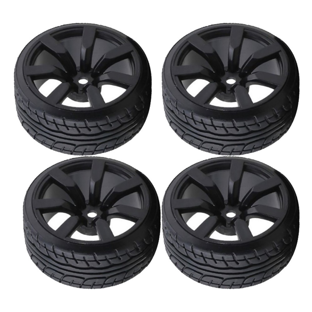 4Pcs 1/10 RC Car Plastic 12mm Hex Hub Drift Wheel Rim Tires for Tamiya TT01 TT02