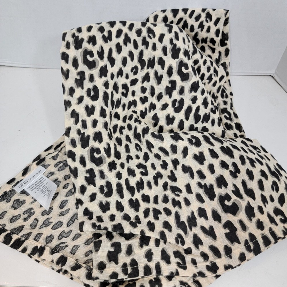 Pottery Barn Leopard Baby Muslim Swaddle Organic Cotton 47x47