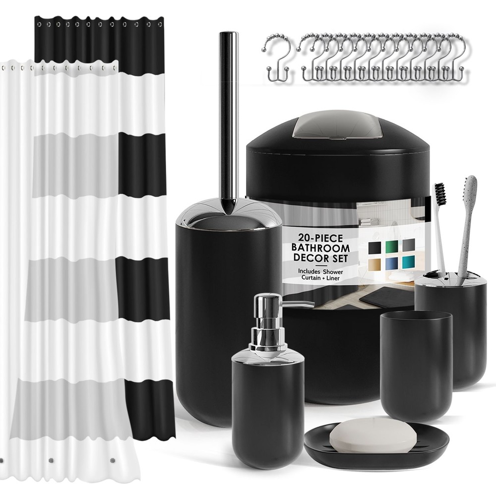 Clara Clark 20-Piece Complete Bathroom Accessories Set with Shower Curtain