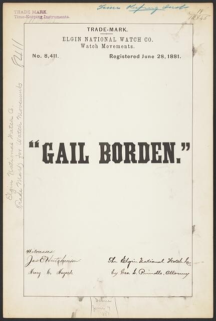Photo:Elgin National Watch Co. for Gail Borden. brand Watch Movements