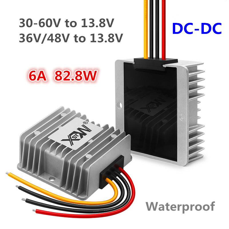 30-60V to 13.8V 6A 82.8W Waterproof DC-DC Converter Module for 36V/48V Systems