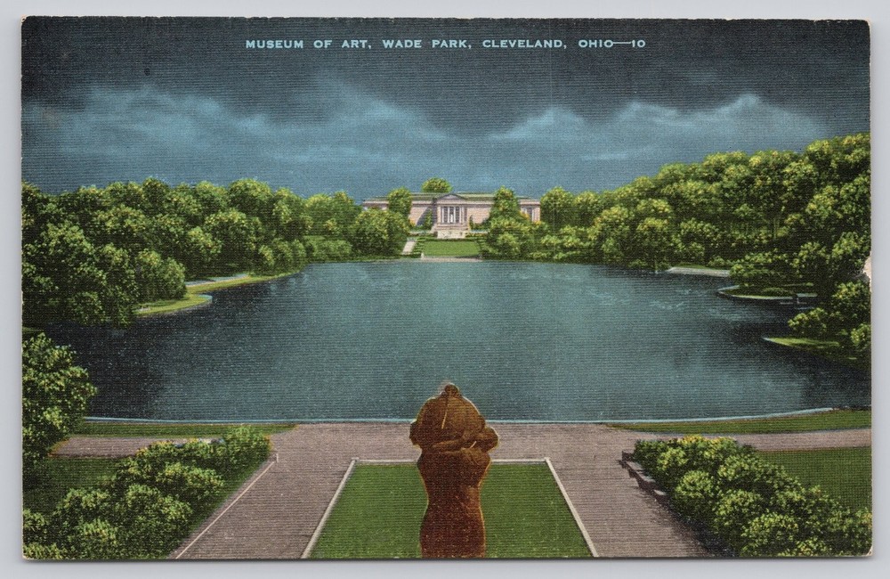 Cleveland Museum of Art Wade Park Ohio Night View Floodlit Linen Postcard