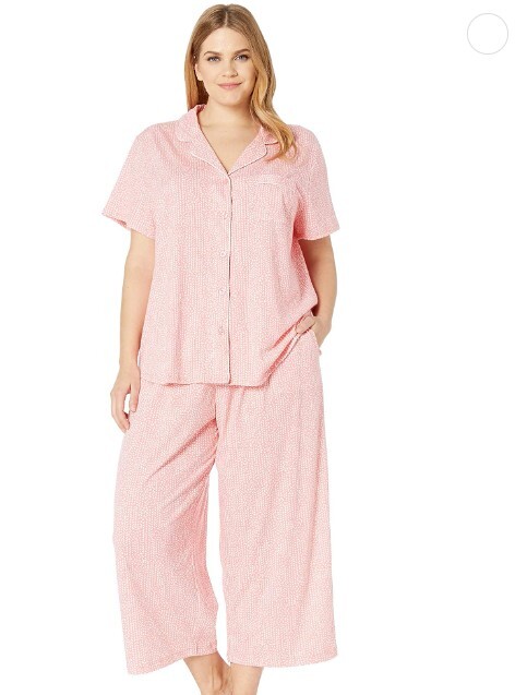 Conch Shell White Cool 2 Piece Karen Neuburger Top Capri Pants Pajama Set Large