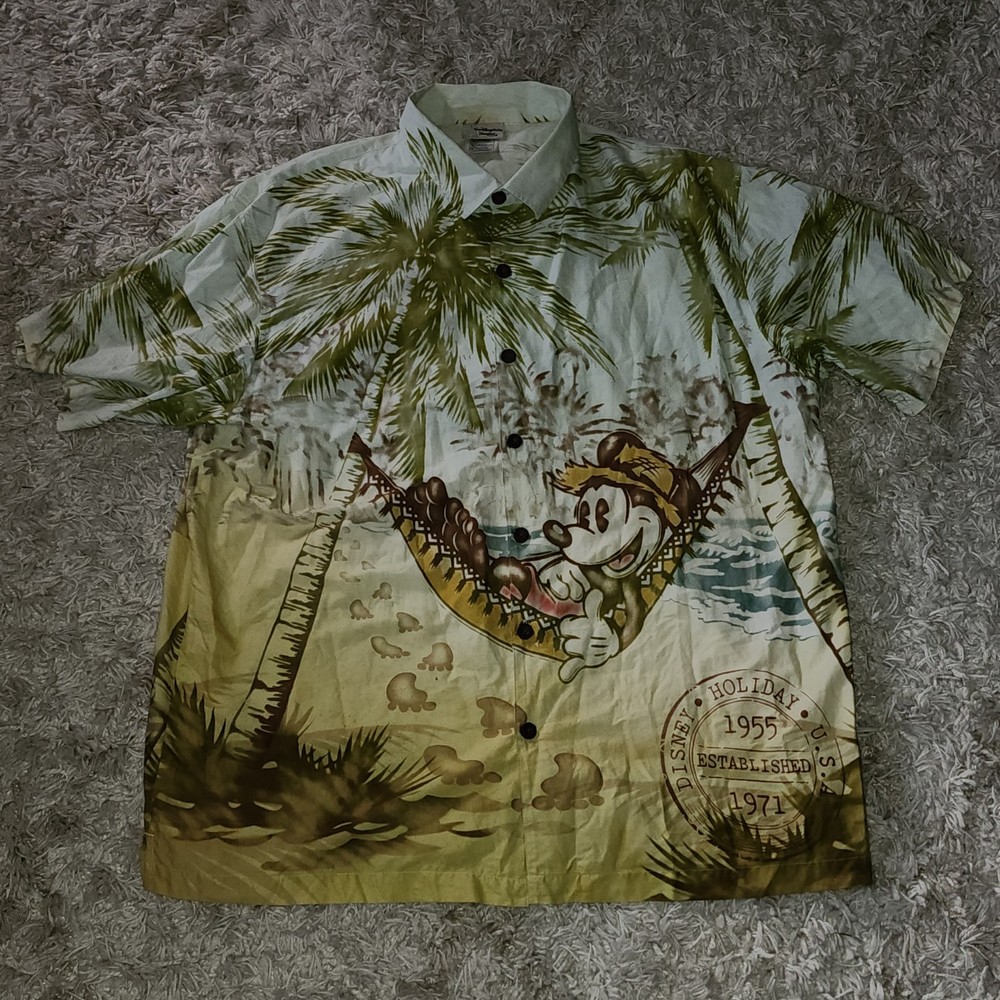 Vintage Mickey Mouse Hawaiian Shirt Mens XL Disney World Disneyland Resort